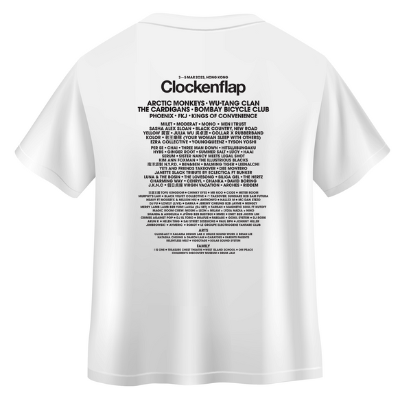 MAR 2023 Clockenflap Lineup Tee - FESTYNAUTS ICONIC - White
